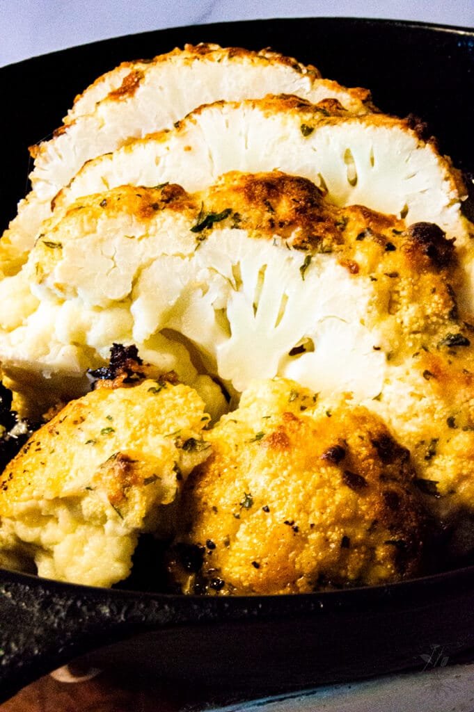 Buttery Garlic Parmesan Whole Roasted Cauliflower