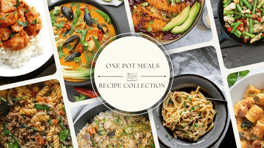 Colorful one-pot dishes like creamy pastas, rice bowls, and savory curries.